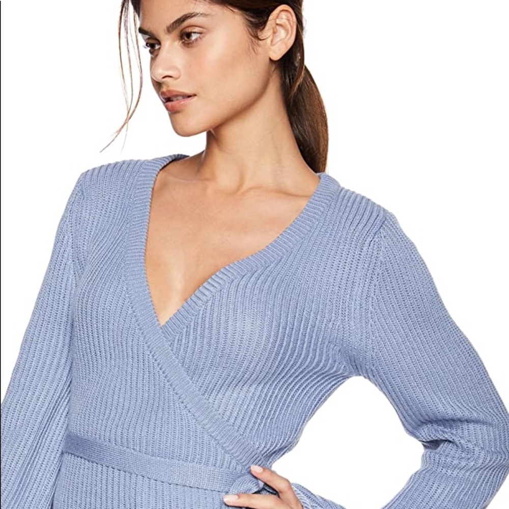 Cupcakes and cashmere blue wrap sweater